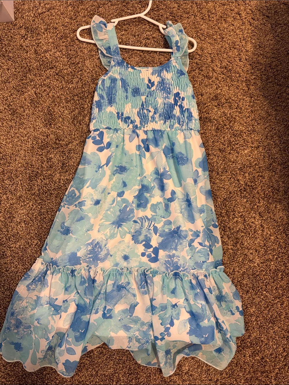 Zhenzi Blue Floral Ruffle Sundress for Girls